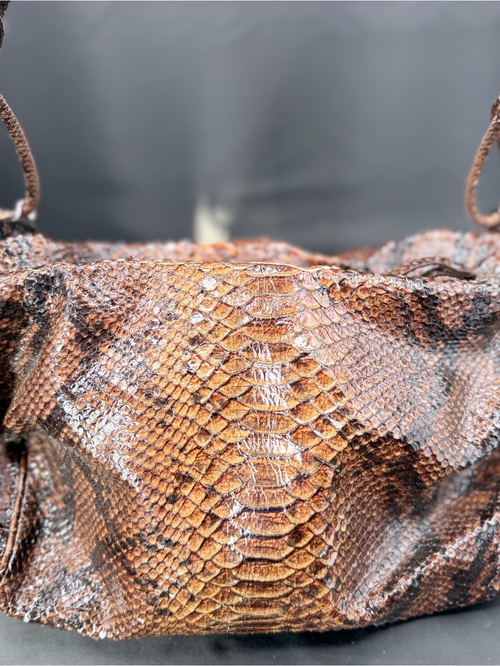 Sondra Roberts Brown Python-Texture Shoulder Bag